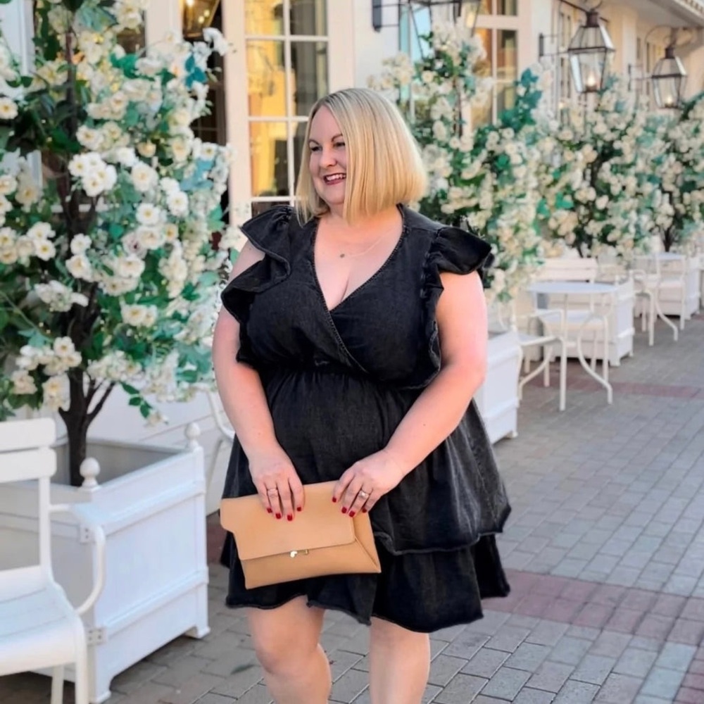 Tiered Black Denim Dress